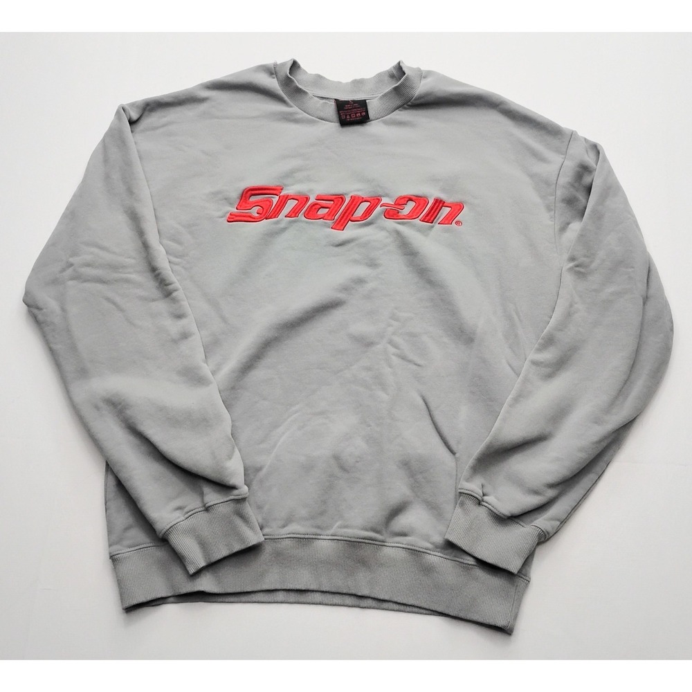 Snap-on Sweatshirt Mens L Gray Embroidered Spell Out Logo Sweater Workwear